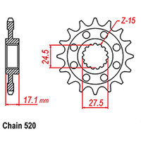 RK Front Sprocket - Steel 15T 520P sku:41-D08-15
