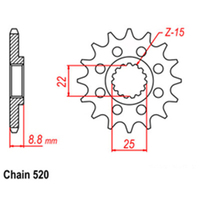 RK Front Sprocket - Steel 15T 520P  Product thumb image 1