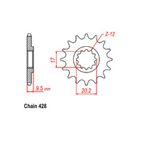 RK Front Sprocket - Steel 14T 428P sku:41-K04-14 Product thumb image 1