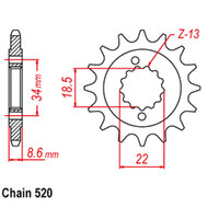 RK Front Sprocket - Steel 15T 520P sku:41-K09-15 Product thumb image 1