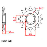 RK Front Sprocket - Steel 15T 520P sku:41-Q03-15