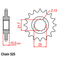 RK Front Sprocket - Steel 14T 525P 