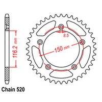 RK Rear Sprocket - Steel 42T 520P 