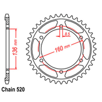 RK Rear Sprocket - Steel 40T 520P sku:42-B01-40