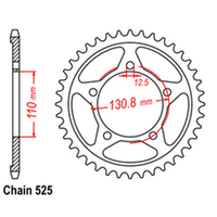 RK Rear Sprocket - Steel 44T 525P sku:42-B06-44