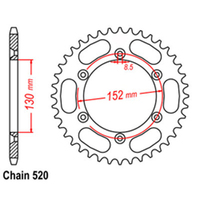RK Rear Sprocket - Steel 51T 520P sku:42-B07-51