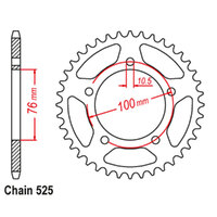 RK Rear Sprocket - Steel 44T 525P sku:42-BE1-44