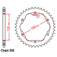 RK Rear Sprocket - Steel 40T 530P   - 760 or 770 Adaptor Required