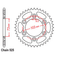 RK Rear Sprocket - Steel 43T 525P