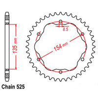 RK Rear Sprocket - Steel 38T 525P   - 760 or 770 Adaptor Required