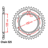 RK Rear Sprocket - Steel 42T 525P sku:42-K05-42