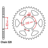 RK Rear Sprocket - Steel 44T 520P sku:42-K09-44