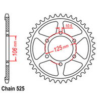 RK Rear Sprocket - Steel 47T 525P sku:42-T06-47