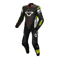 Macna Tracktix 1 Piece Leather Suit Black/White/Neon Yellow