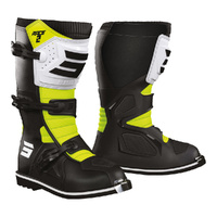 Shot Race 2 Youth Boots Black/White/Neon Yellow