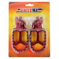 States MX S2 Alloy Off Road Footpegs - Honda - Red