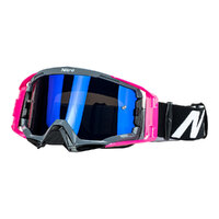 Nitro NV-150 Off Road Goggles Grey/Pink Frame Blue Lens 