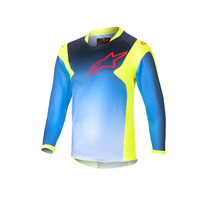 Alpinestars 2024 Kids Racer Hoen Jersey Fluro Yellow/Blue/Night Navy