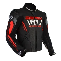 Berik Apex Leather Jacket Black / Fluro Red