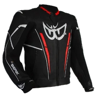 Berik Monza Leather Jacket Black / Fluro-Red