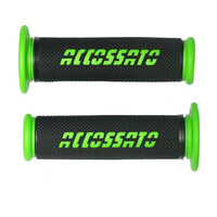 Accossato Pair of Two Tone Racing Grips in Medium Rubber with Logo open end green