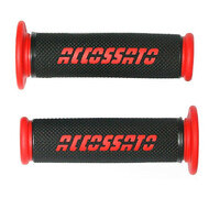 Accossato Pair of Two Tone Racing Grips in Medium Rubber with Logo closed end red