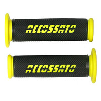 Accossato Pair of Two Tone Racing Grips in Medium Rubber with Logo closed end yellow Product thumb image 1