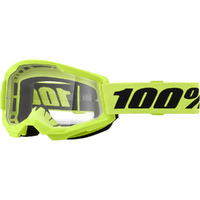 100% Strata 2 Goggle Neon Yellow Clear Lens